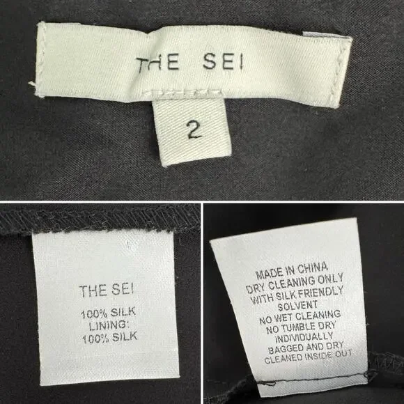 The Sei 100% silk one shoulder high slit evening formal dress black size 2 - Picture 7 of 10